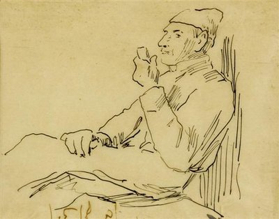 Old Man with Pipe by Albert Anker
